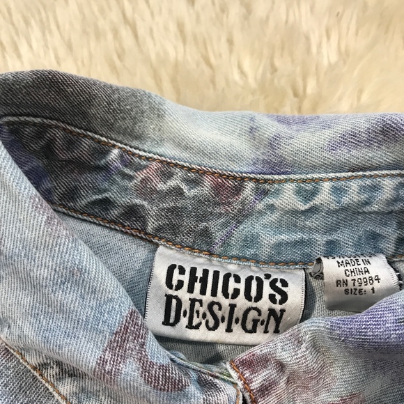 Blue Denim Distressed Vintage Button Up Chico's - Picture 4 of 8
