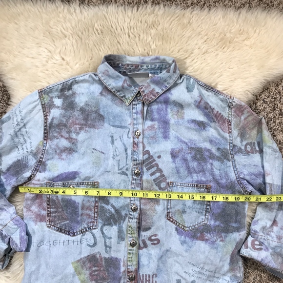 Blue Denim Distressed Vintage Button Up Chico's - Picture 6 of 8