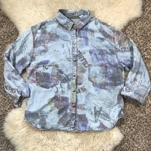 Blue Denim Distressed Vintage Button Up Chico's