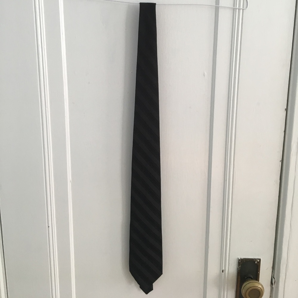 Men's black striped tie. Express. 100% silk.