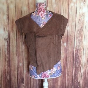 Faux Suede Asymmetrical Vest Size Small