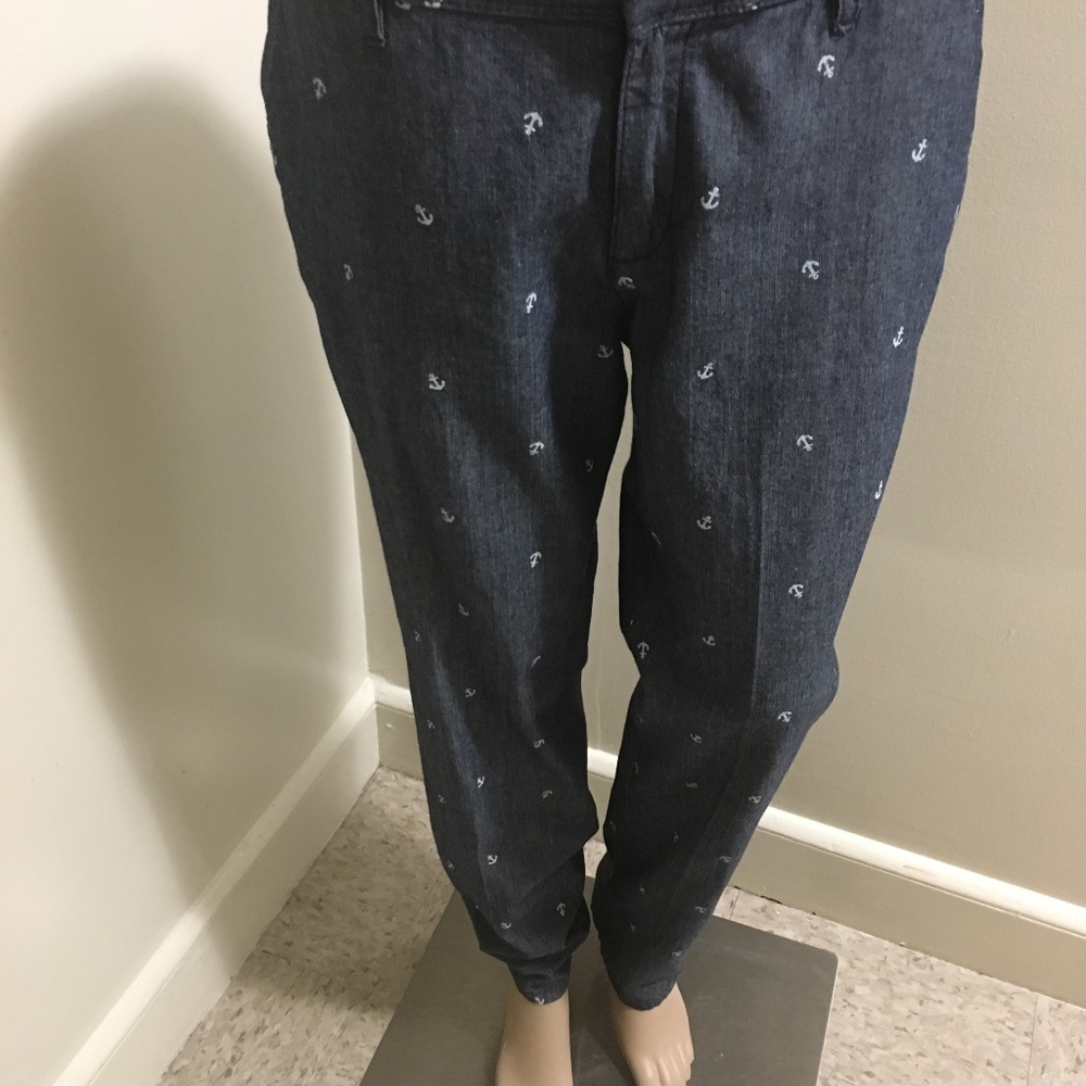 100% Cotton Anchor Print Fit Ankle Pants