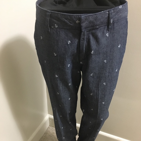 100% Cotton Anchor Print Fit Ankle Pants - Picture 3 of 8