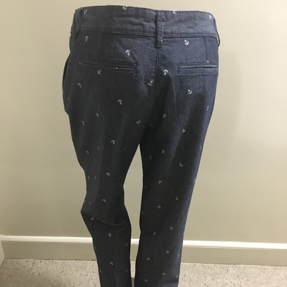 100% Cotton Anchor Print Fit Ankle Pants - Picture 2 of 8