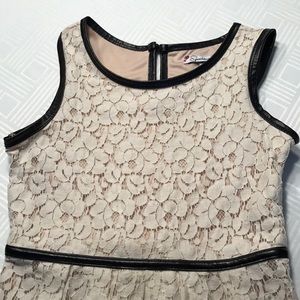 Beautiful lace cream/blk faux leather dress 10
