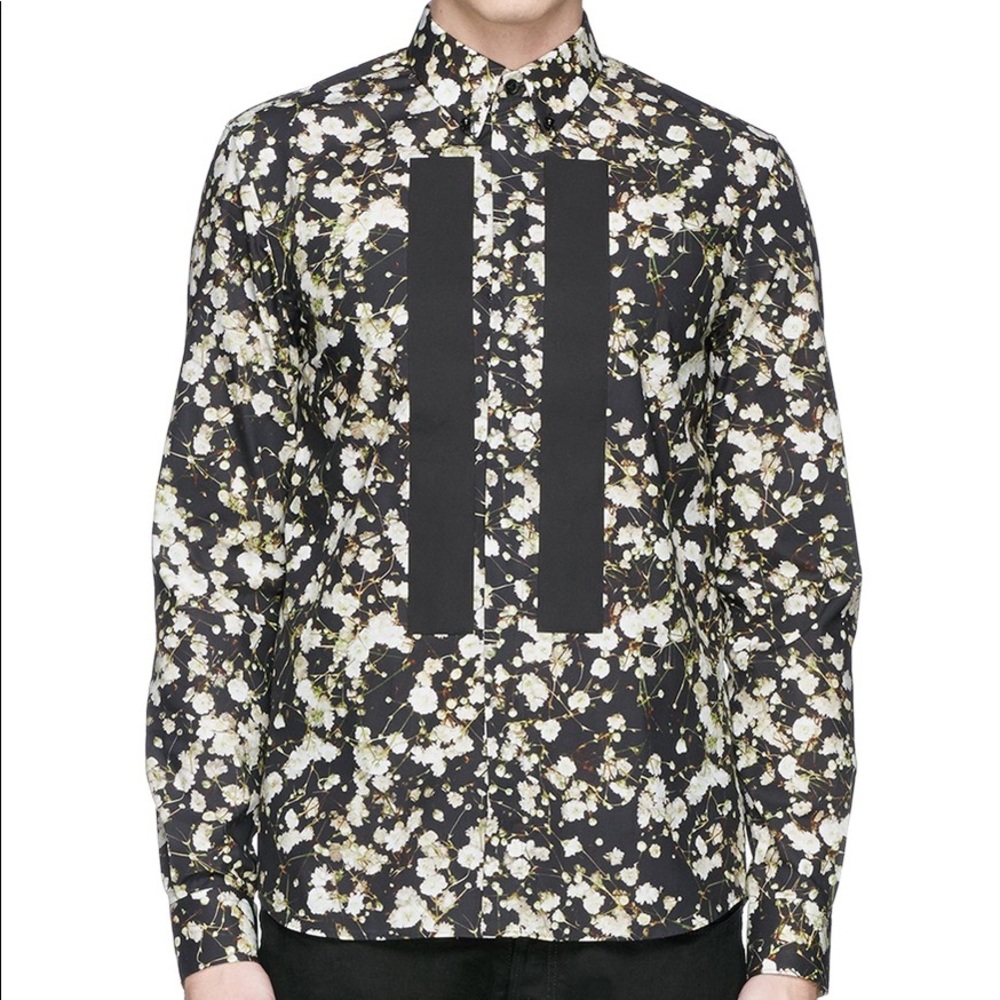 GIVENCHY Front Band Floral Print Shirt for Men