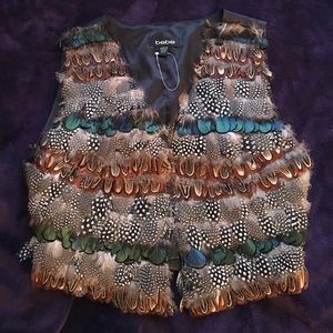 Bebe Sleeveless Feather Vest
