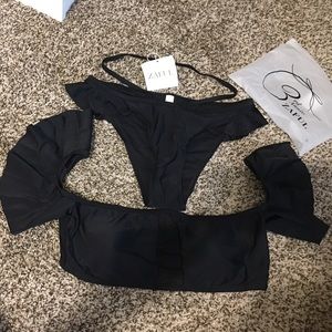 Brand new black off the shoulder/ ruffled bikini