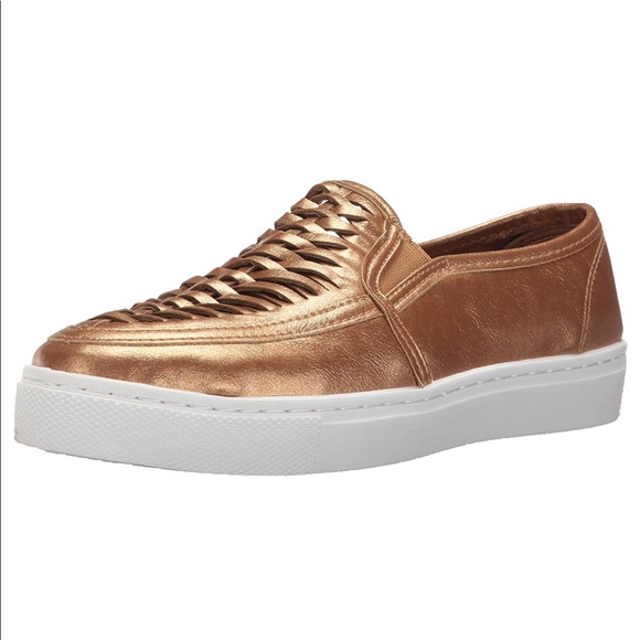 Bronze Perforated Woven Slip On Huarache Sneakers - Picture 4 of 4