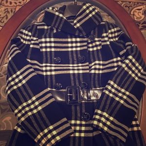 Woman's plaid wool blend coat