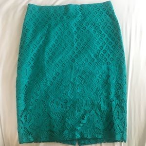 NWOT Teal Ann Taylor Loft Lace Pencil Skirt