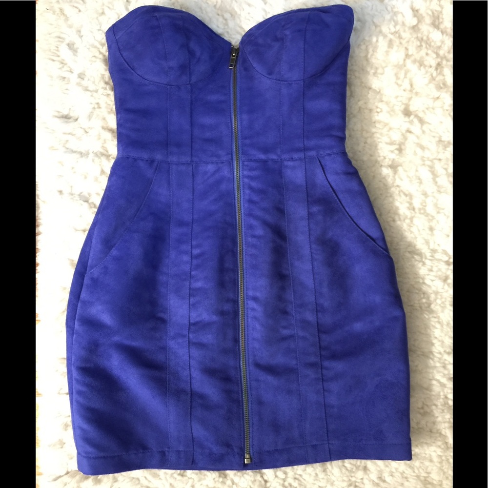 Royal blue suede tube dress