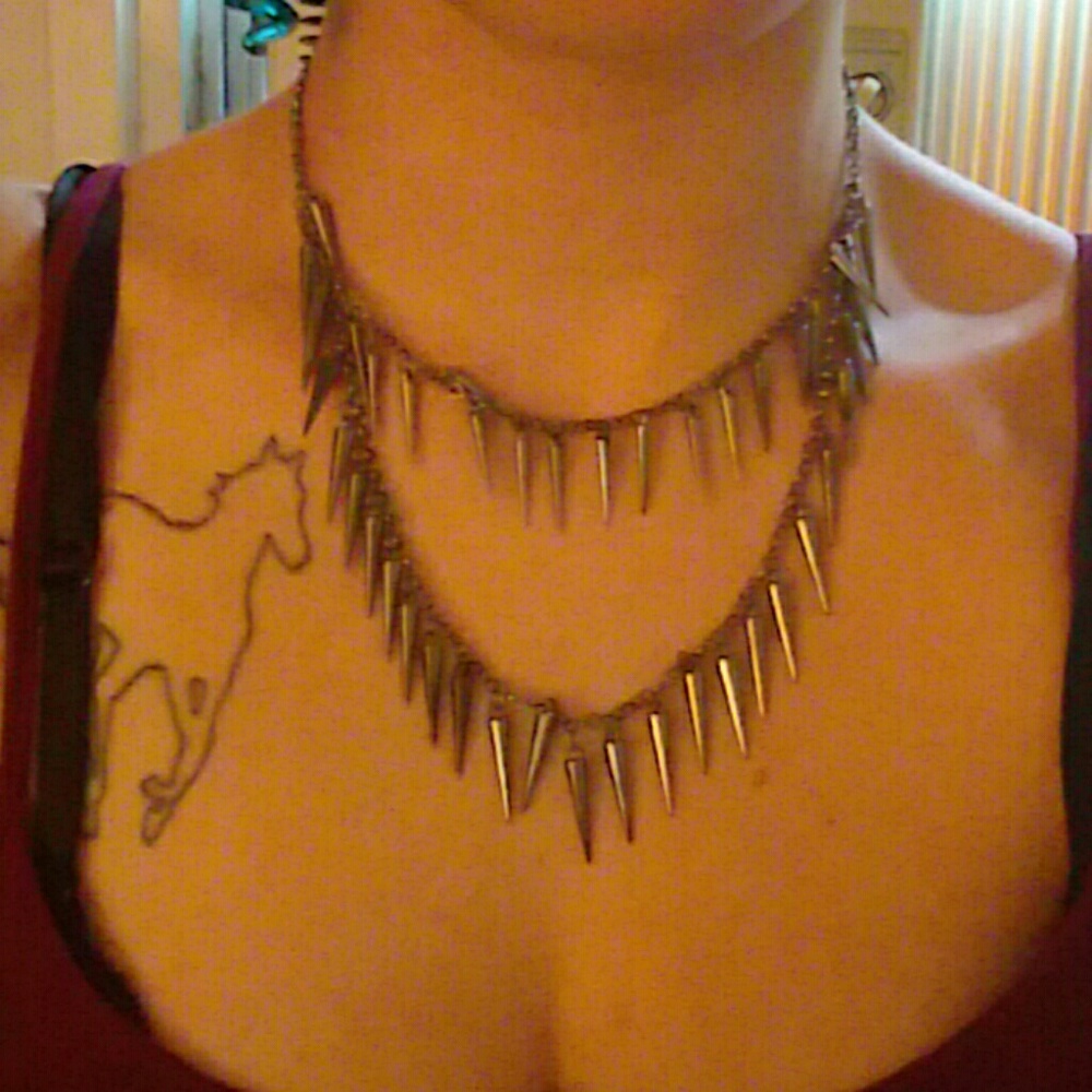 Silver spike necklace