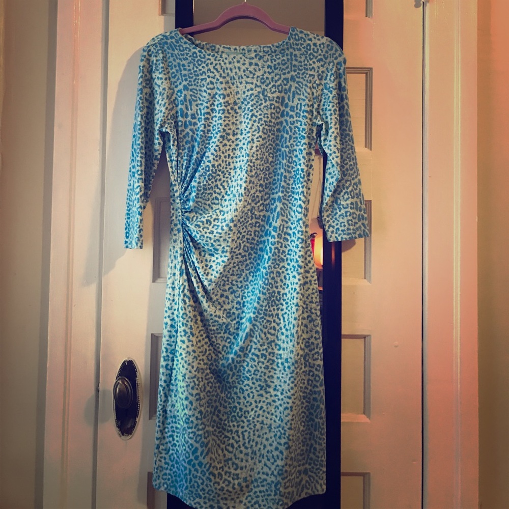 j. mclaughlin blue leopard print dress