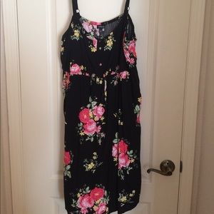 Black floral challis sundress