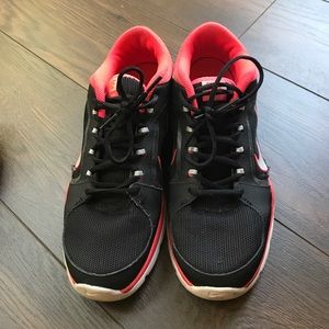 Nike shoes. Black with bright orange