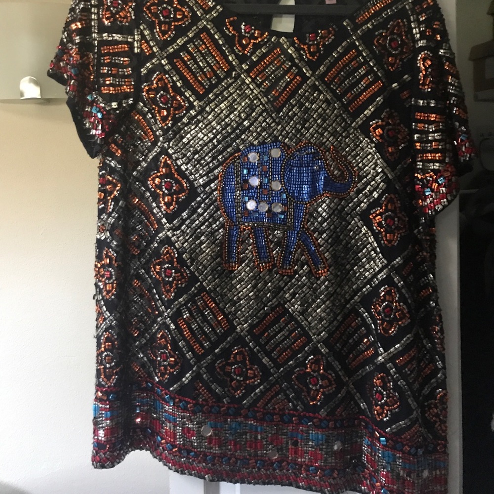RARE Calypso St. Barth sequined elephant top