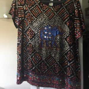 RARE Calypso St. Barth sequined elephant top