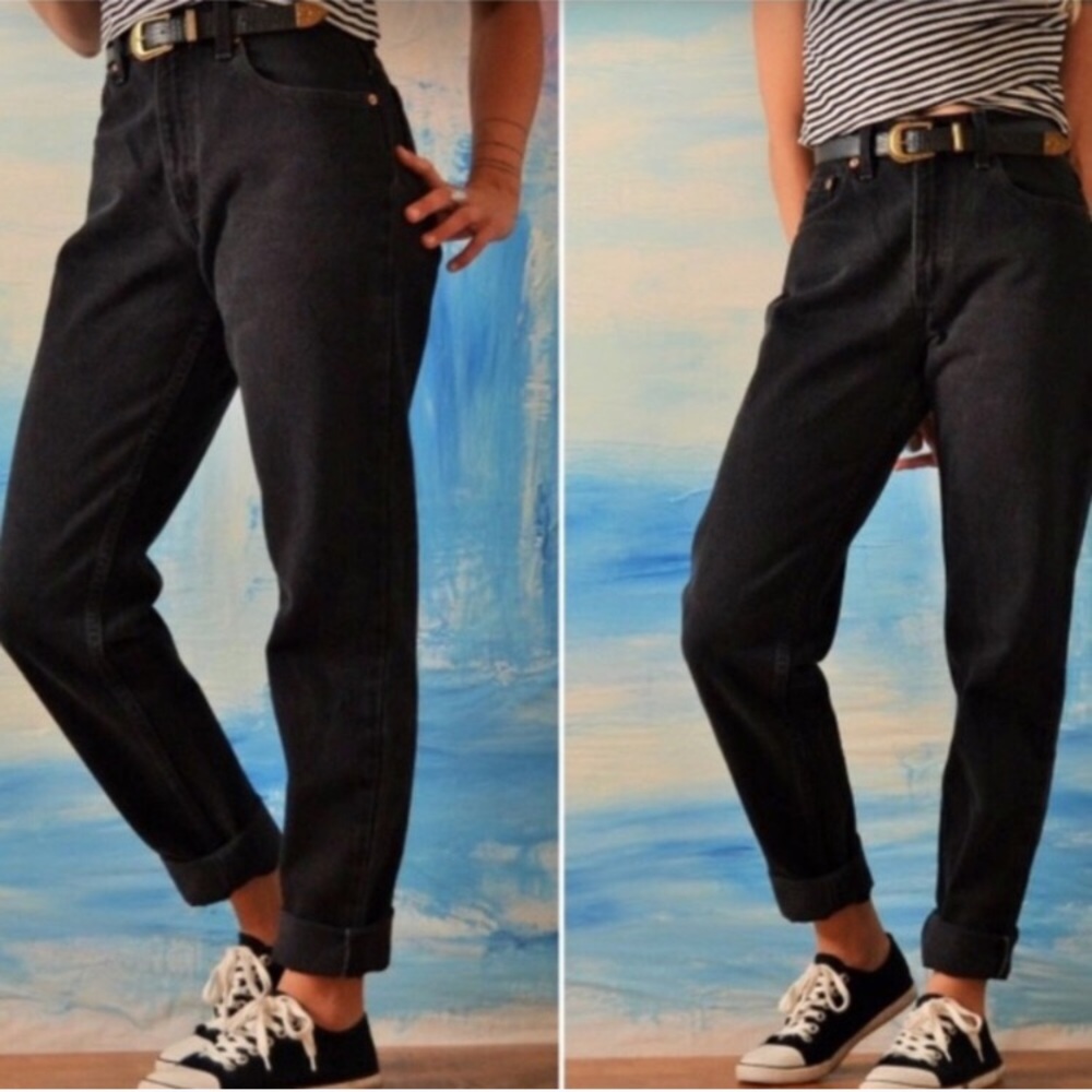 Vintage 90s High Waisted Black Jeans - Picture 2 of 2