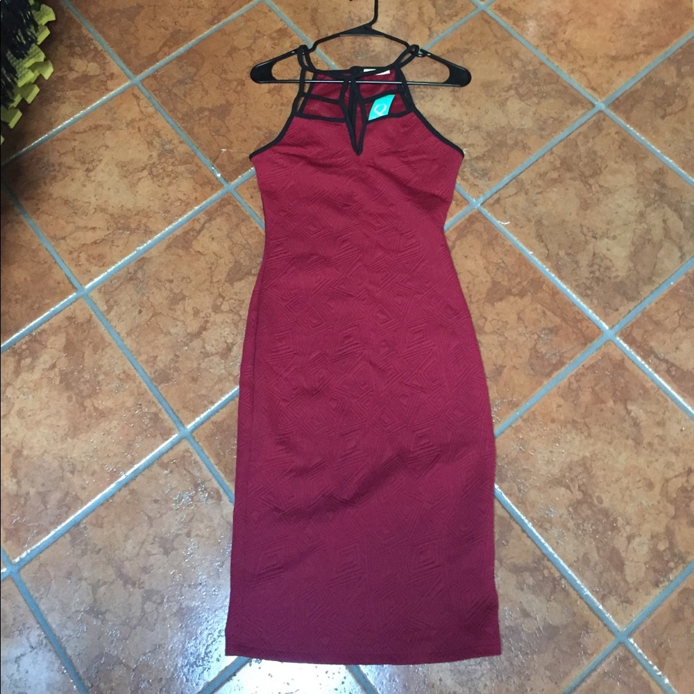 Maroon and Black Sheath Dress