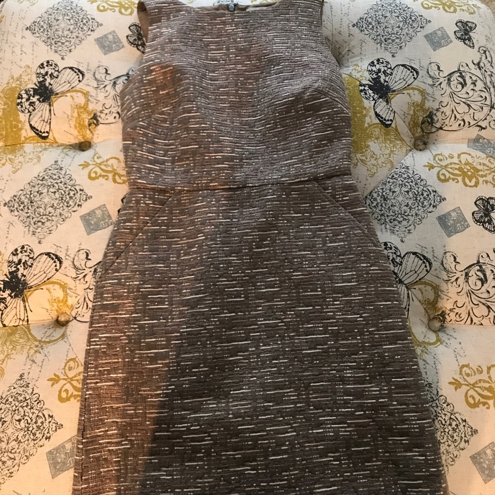 Banana Republic tan & gold sleeveless dress.