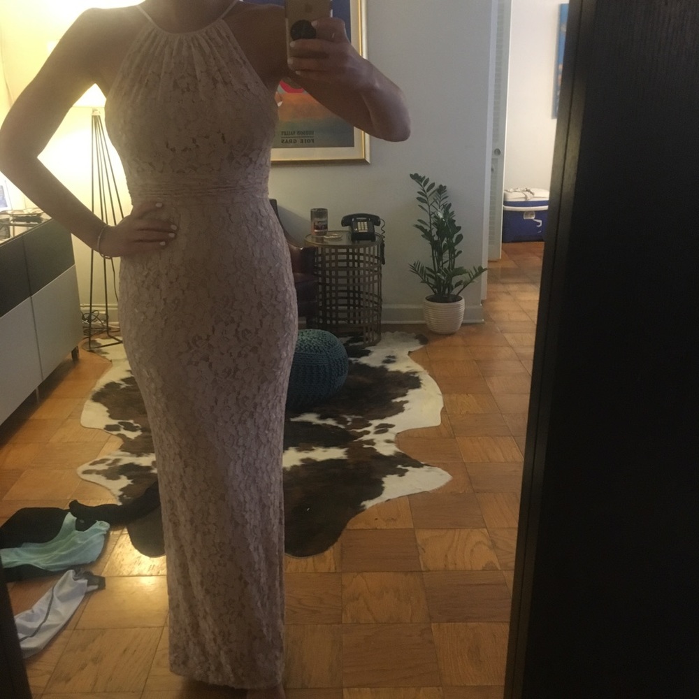 Adrianna Papell blush lace Formal Gown