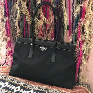 PRADA large nylon/ leather handbag black PRADA large nylon/ leather handbag black