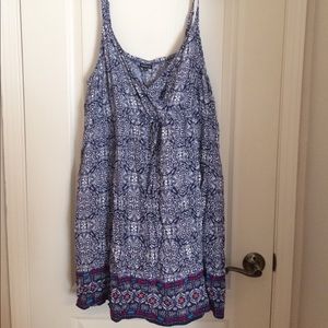 Navy and white medallion print sundress