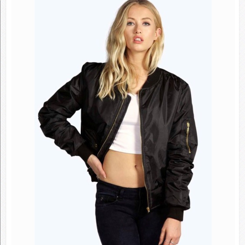 BOOHOO black bomber jacket