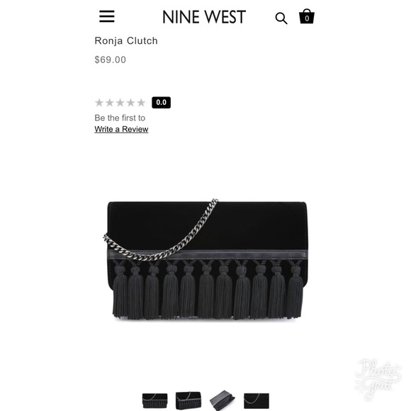 Nine West Ronja Black Velvet Tassel Purse W/ Chain - Picture 2 of 8