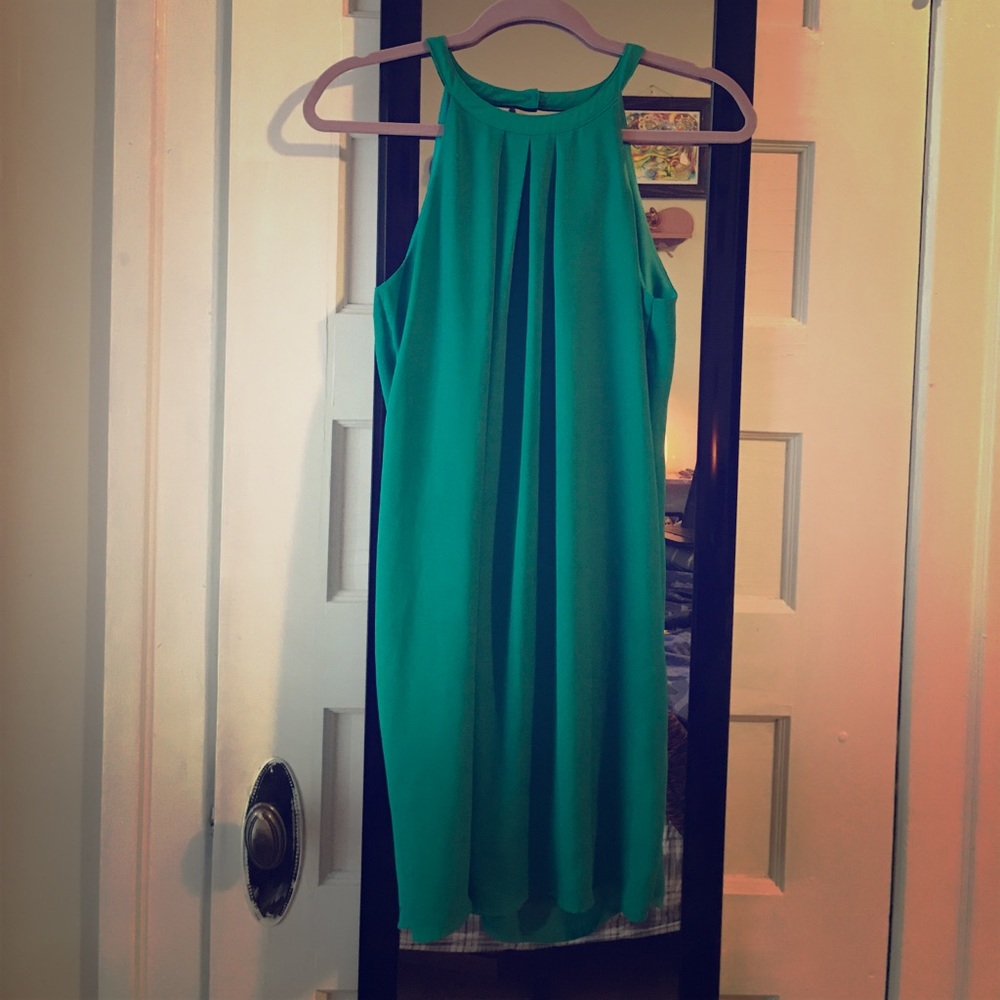 short, green backless dress