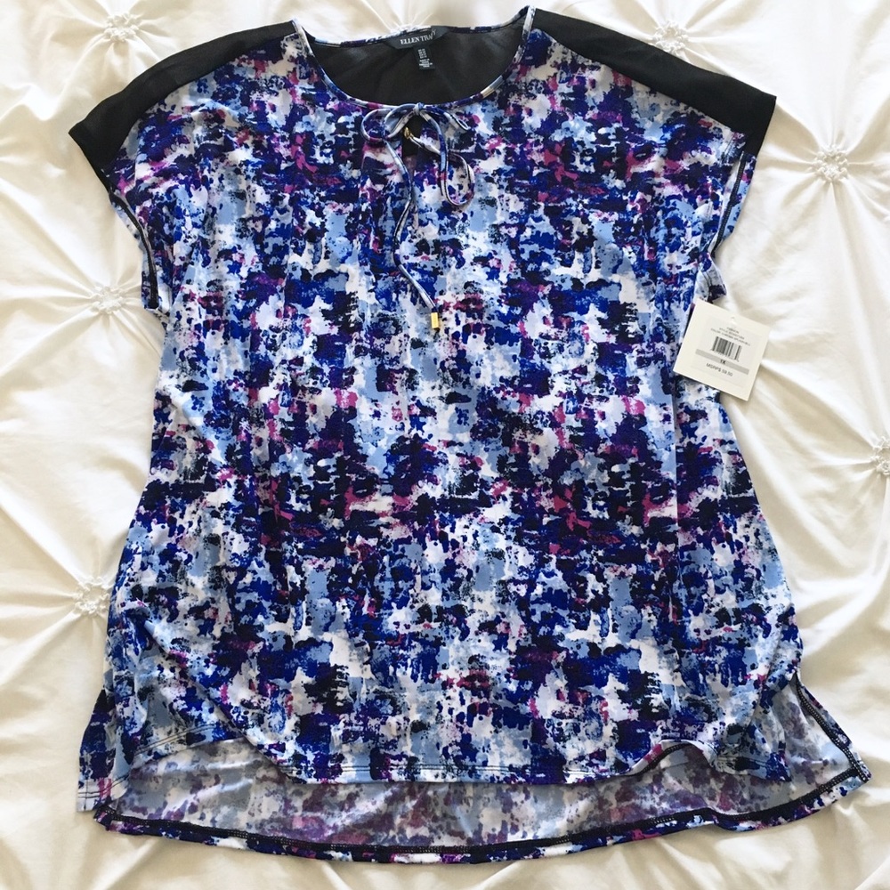 NWT Ellen Tracy Multi Color Print Tee