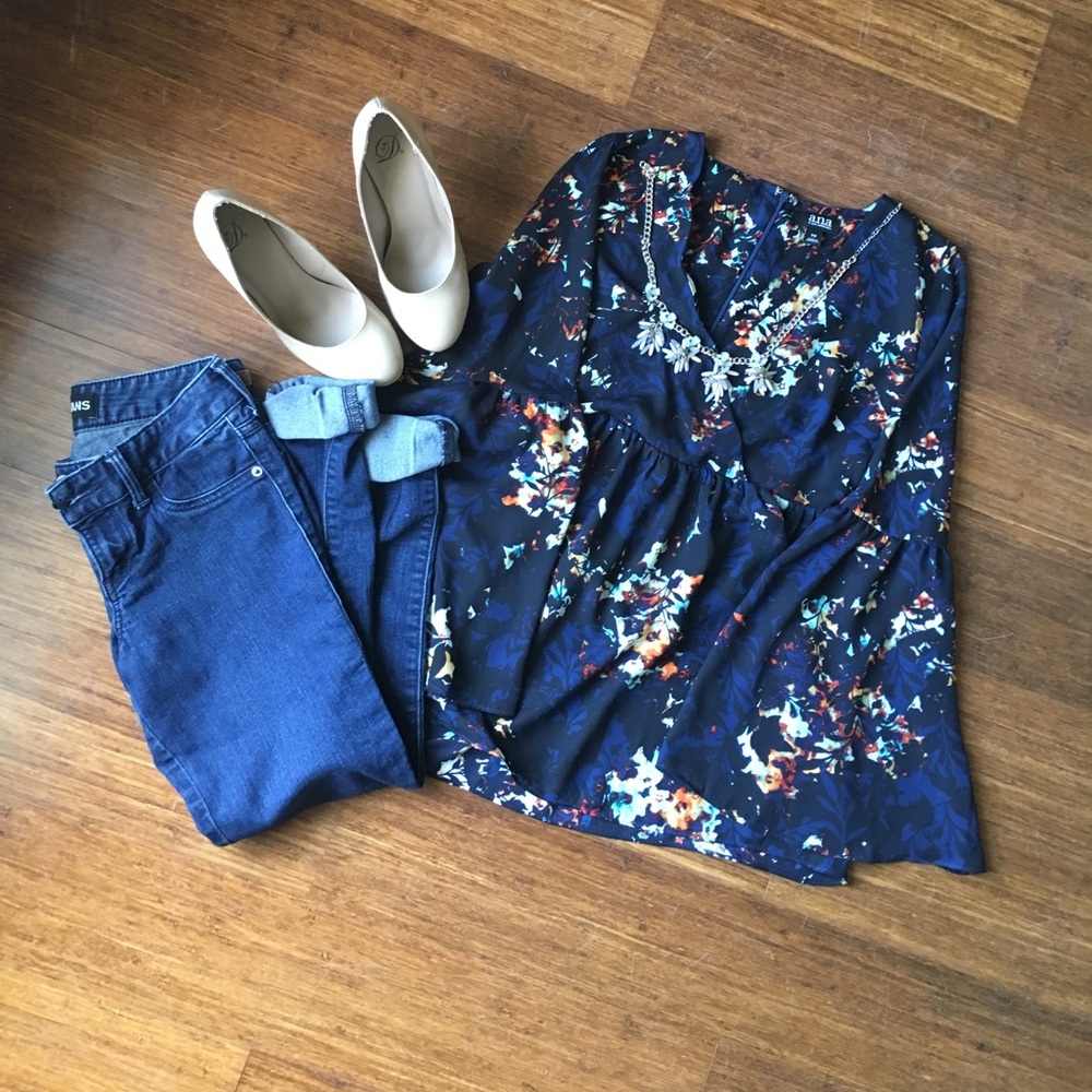 Black & Blue Floral Blouse