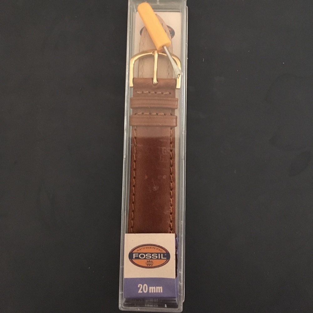 Fossil brown leather replacement watch band 20mm.