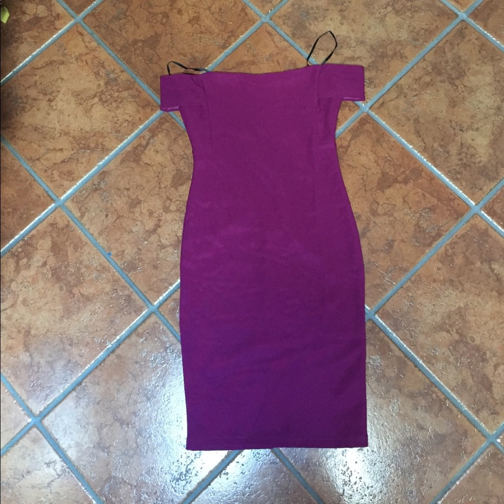 Purple Off the Shoulder Sheath Dress