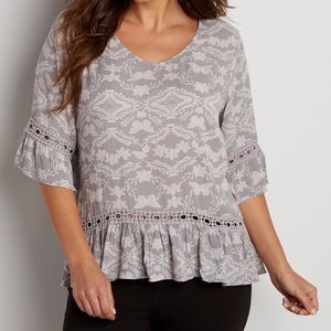 Maurice's butterfly print peasant top
