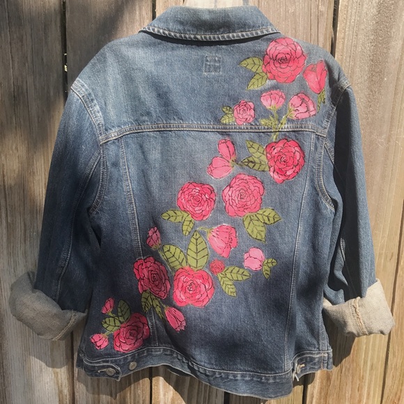 floral painted denim jacket
