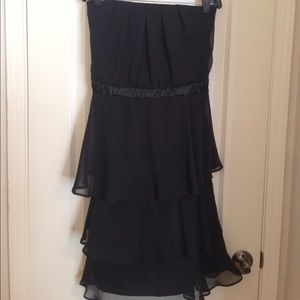 Black chiffon tiered cocktail dress