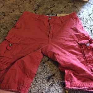 Carbon red cargo shorts