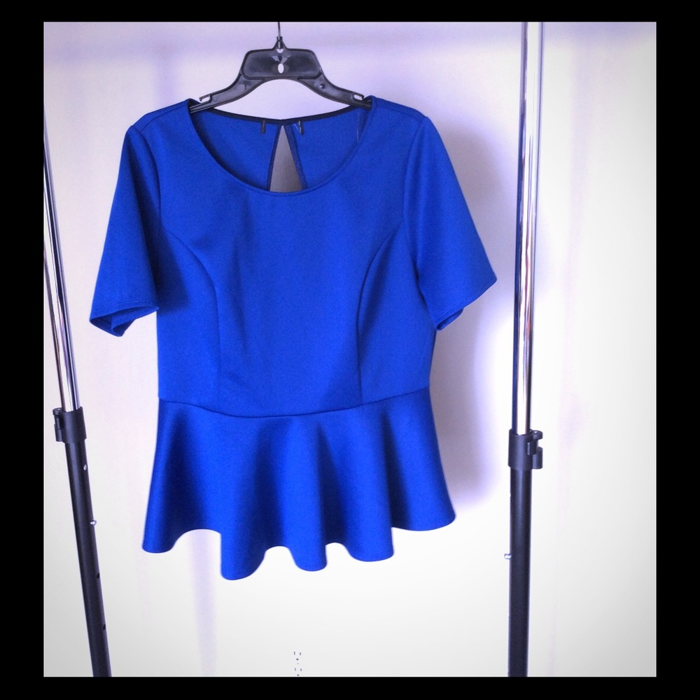 Forever21 Blue Peplum w/ Sheer Back