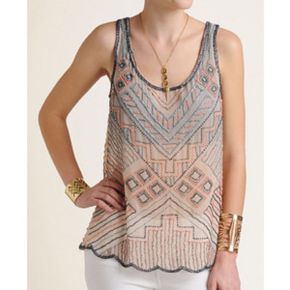 Willow and Clay Beaded Tank Top- XS
