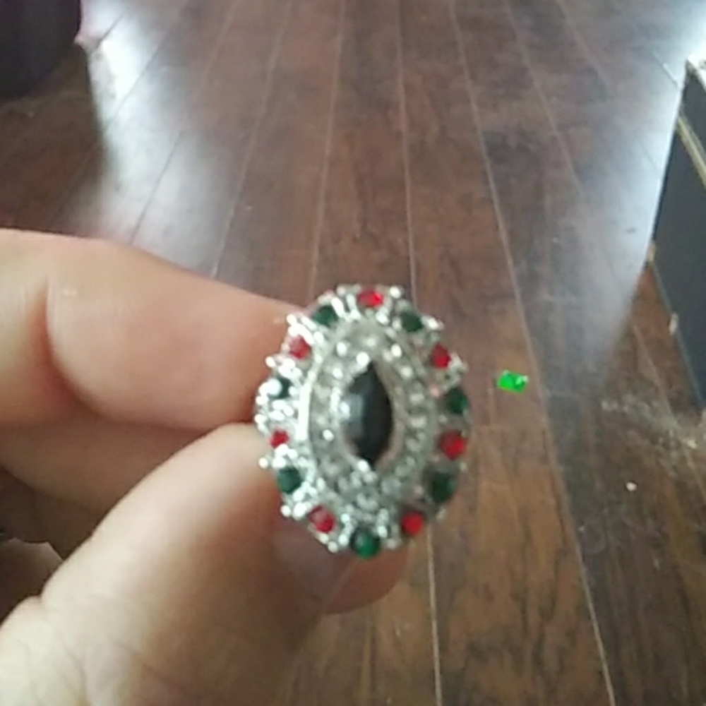 Ladies size 8 Ruby and emerald lab ring