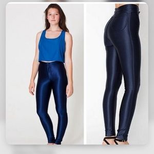 American Apparel Disco Pant XL Navy Shiny