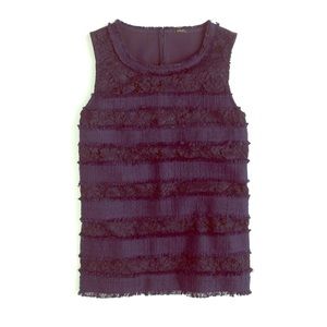 NWT J. Crew "Fringey Top in Tweed & Lace"