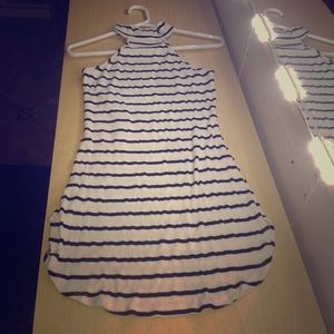 Striped black and white short dress