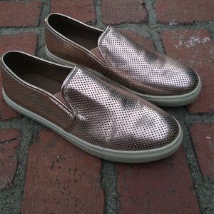 Rose gold slip on sneakers
