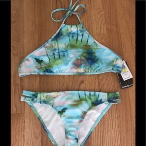 Hurley NWT Tropic Crop Top & Strap Pant Swimsuit M