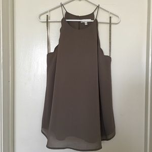 Grey / taupe scalloped tank top