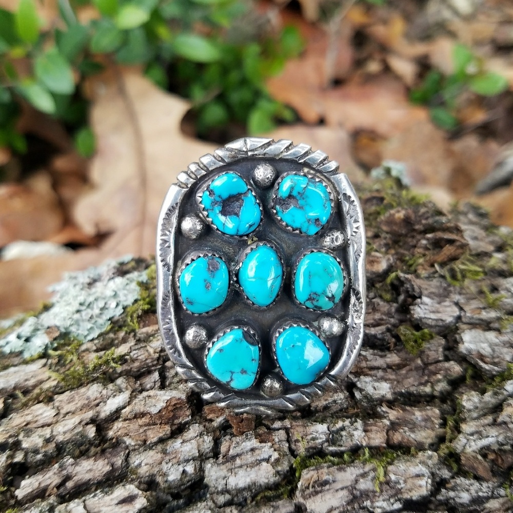 Vintage Sterling Navajo Turquoise Statement ring