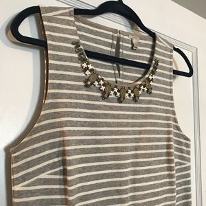 White & Grey Striped J. Crew tank